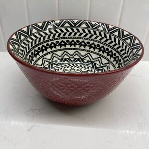 Signature stoneware Red and Black Patterned  Bowl